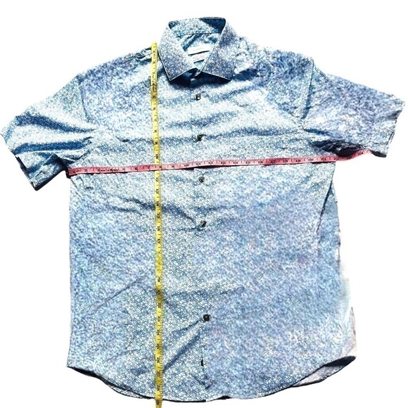 Calvin Klein shirt short sleeve stretch regular fit size M 15-15.5 white blue - Picture 9 of 10